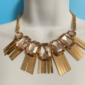 Gold Tone Statement Necklace  Chunky Chain
Rhinestones